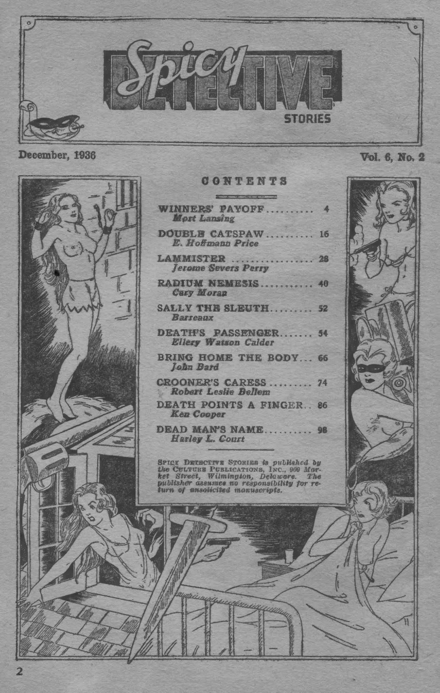 Spicy Detective December 1936 pulp reprint Mort Lansing Robert Leslie Bellem