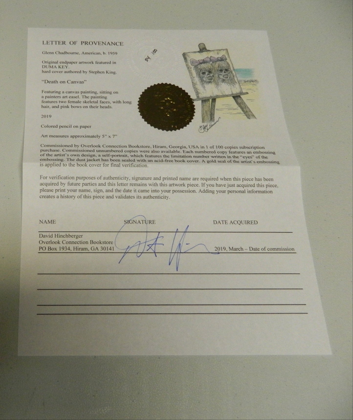 Signed & Remarqued Duma Key by Stephen King in slipcase Glenn Chadbourne