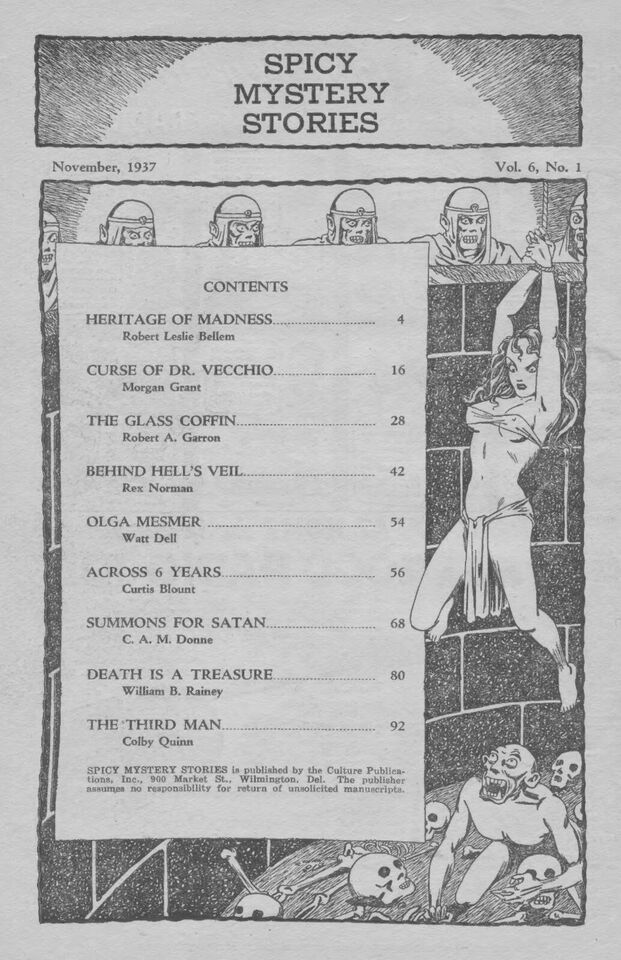Spicy Mystery Stories November 1937 pulp reprint