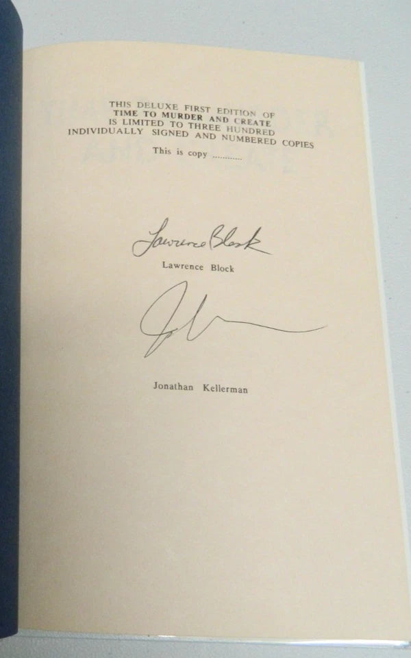 SIGNED Time to Murder & Create by Lawrence Block Jonathan Kellerman HC